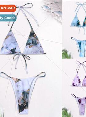 New Europe Gradient Tie-Dye Color Blocking Womens Swimsu Bik