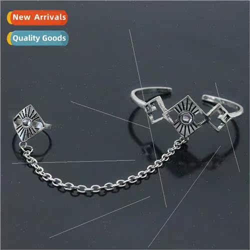 Europe rhombus hollow opening adjustable bracelet finger rin