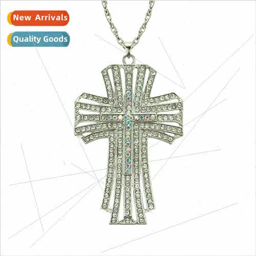 New hip-hop full diamonds hollowed out cross necklace fashio