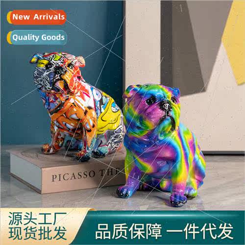 New Scandinavian creative colorful bulldog resin crafts orna