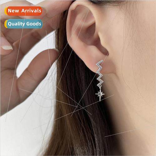 Full diamond lightning bolt earrings creative sense starburs