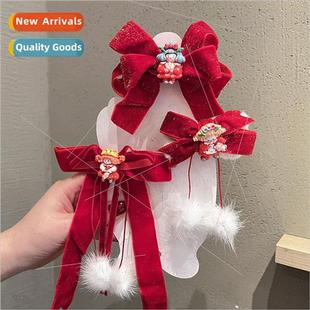 2024 New Year ltle girl hair clips blessed children red New