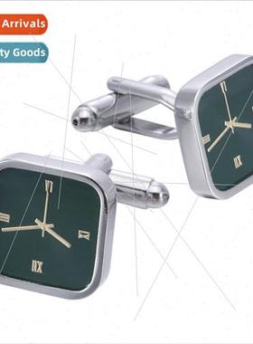 new small green watch shape square French cufflinks men seni