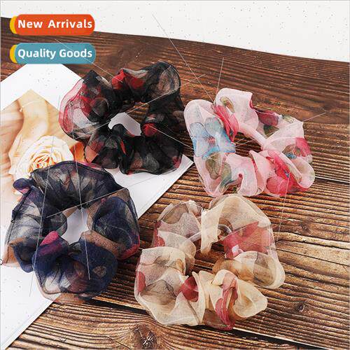 Korea ins large intestine circle organza pill head ponytail