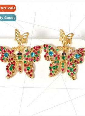 Fashion Insect Earrings Colourful Diamond Butterfly Earrings
