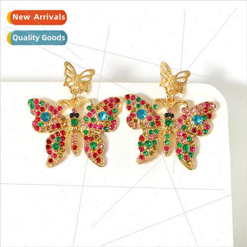 Fashion Insect Earrings Colourful Diamond Butterfly Earrings