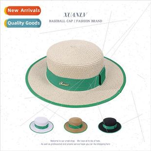 webbing straw hat Summer outdoor rhinestone women suns green