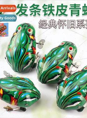 Wind-up tin frog/children clockwork toys/8090 baby classic n