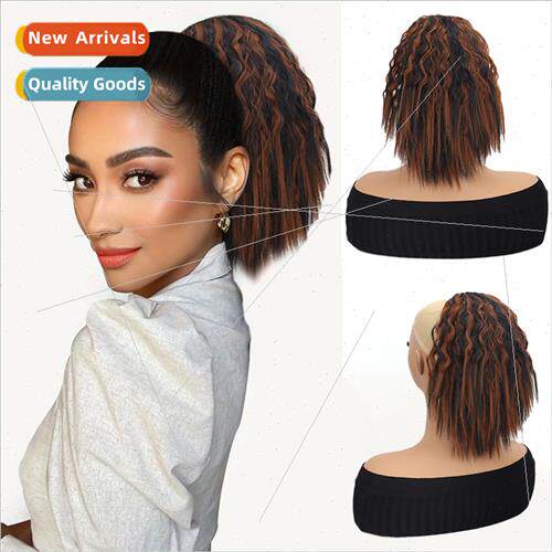 Europe wig women ponytail hair drawstring corn permed hair s