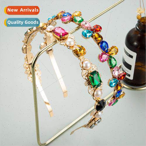 alloy inlaid colorful diamonds super flash pearl floral hair