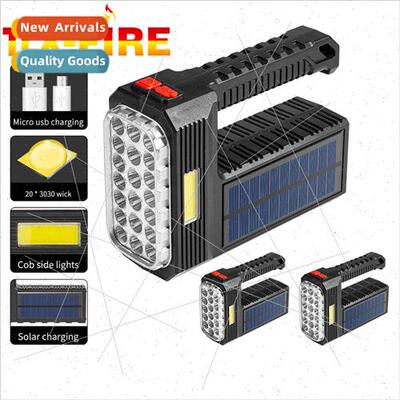Solar strong light flashlight portable rechargeable multifun