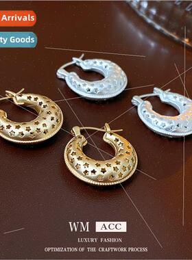 Skeletonized metal pentagram U-shaped earrings earrings nich