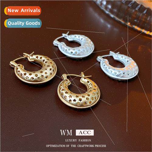 Skeletonized metal pentagram U-shaped earrings earrings nich