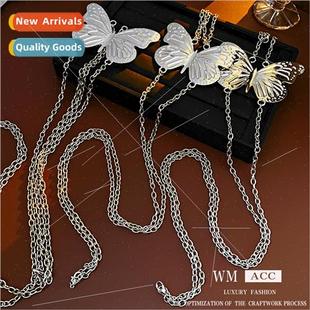 long necklace body che ins butterfly chain metal