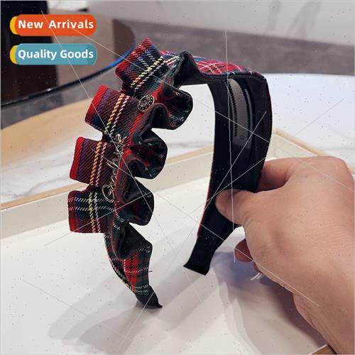 Korea red bow hair accessories ruffled wide edge teeth -slip