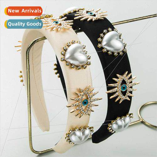 New Ba love heart pearl hair band devil eye diamonds high  s