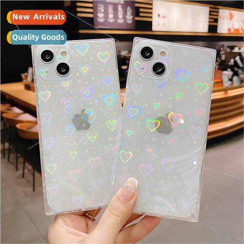 适用iPhone 15 14promax square love phone case apple 12 laser