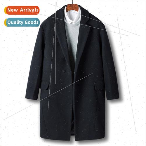 Tweed coat winter men new long casual youth thickened coat K
