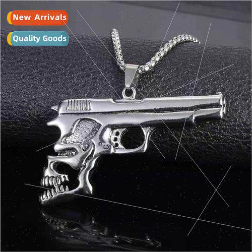 Metal Chain Pistol Pendant Europe Men Alloy Necklace Vintage