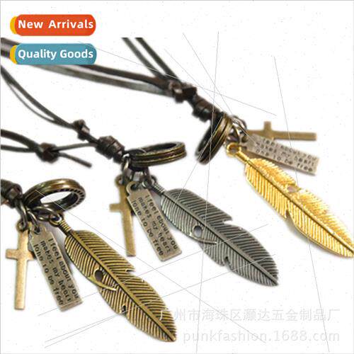 Creative Popular Vintage Sweater Chain Leather Necklace Feat