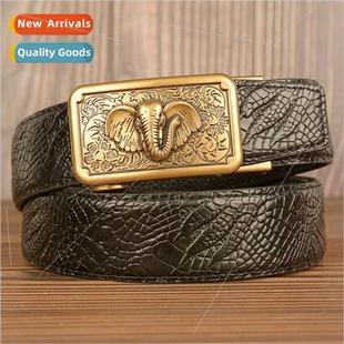 leather belt men elephant automatic buckle cowhide snakeskin
