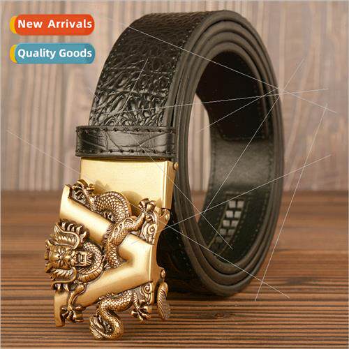 New retro V dragon automatic buckle cowhide belt crocodile g