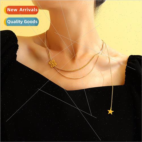 Europe long tassel Xi character double layered necklace fema