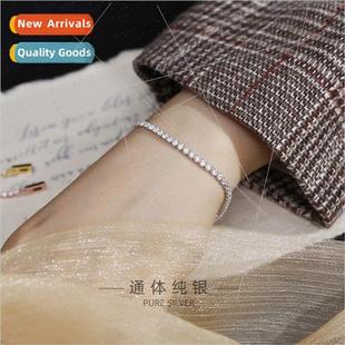 Korea simple bracelet silver chain female diamond S925 row