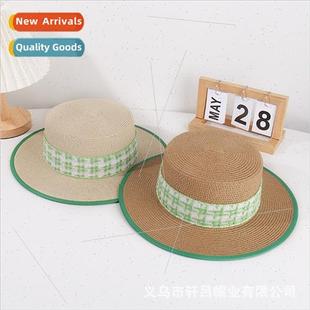 elegant small green new plaid fresh lerary hat Summer bowler