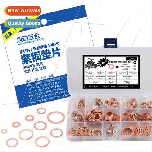 280pcs Boxed-Copper Oil Pipe Seal Purple Copper Gasket O-Sha