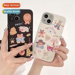 Couple cute graffiti animal 适用 14ProMax phone case iPhone
