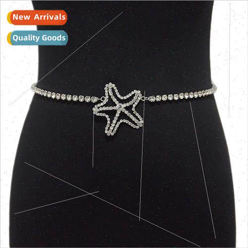 Summer new ladies belt fashion wild rhinestone inlaid pentag