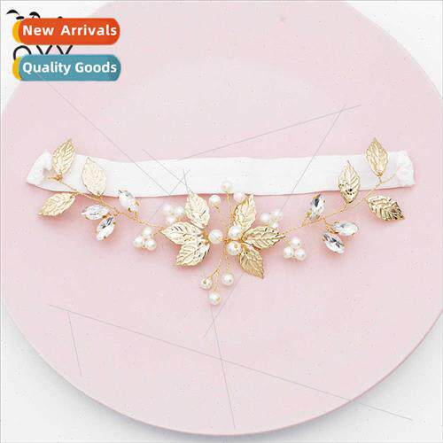 Europe handmade pearl rhinestone leg bands creative leaves b