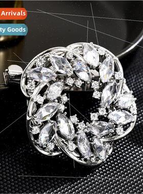 Zirconia Elegant Flower Coat Brooch Scarf Clasp Dual Purpose