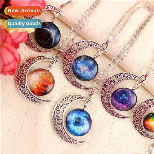 Europe Fashion Star Time Gemstone Moon Necklace Sweater Chai