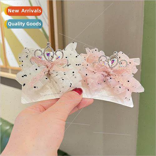 Children headdress Korean princess organ edge polka dot net