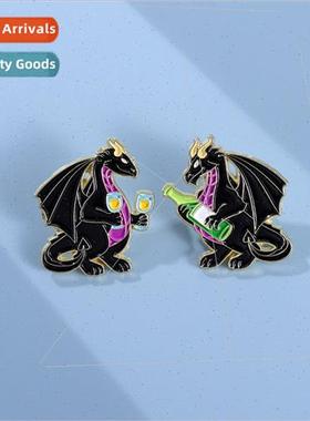 Cartoon fun small dinosaur badges niche design raise a glass