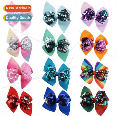 Europe children hair accessories sequins bow hair clips rain