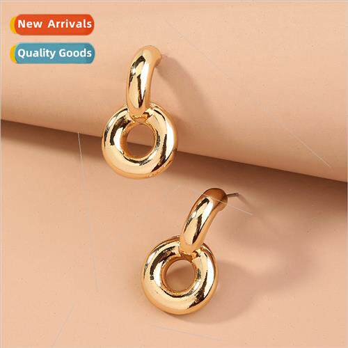 Europe earrings punk minimalist small metal round earrings n