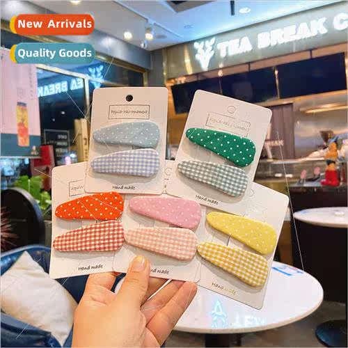 Korea new children plaid hair clips female baby colorful wat
