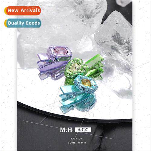 Purple Square Irregular Alloy Hair Clips Women Delicate Hund