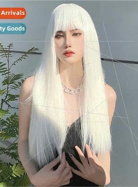 Wig female long air bangs long hair redhead simulation wig h