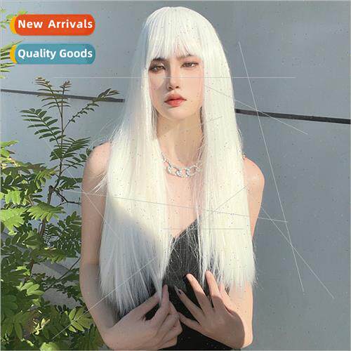 Wig female long air bangs long hair redhead simulation wig h