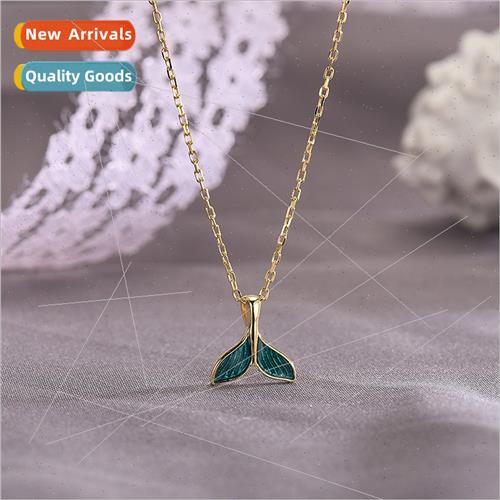 s925 silver Korea oil drip craft mermaid tail necklace niche