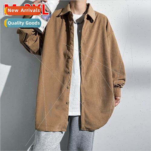 2023 Spring Autumn new corduroy shirt HK design sense niche