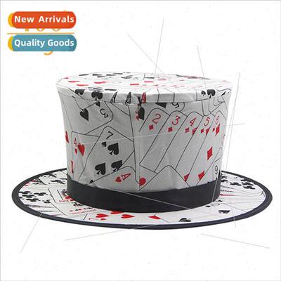 Magic Hat Poker Pattern Boxed Stage Folding Spring Hat magic