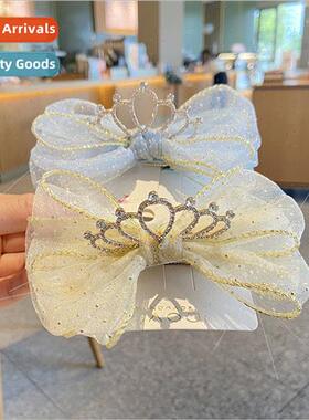Korean point yarn crown bow top clip spring summer girls hai