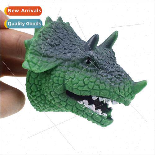 TPR Plastic Green Triceratops Dinosaur Model Finger Cases Fi