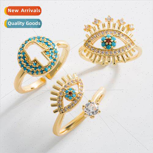 Europe personalized skeleton devil eye ring solid copper 18K