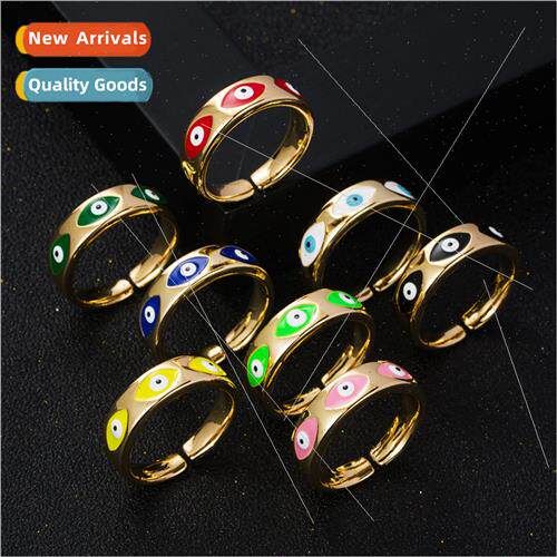 Europe Fashion Copper Gold Plated Oil Drops Devil Eye Ring